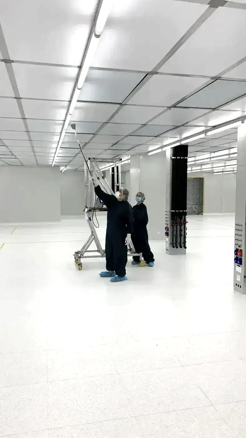 HEPA filter integrity testing in progress